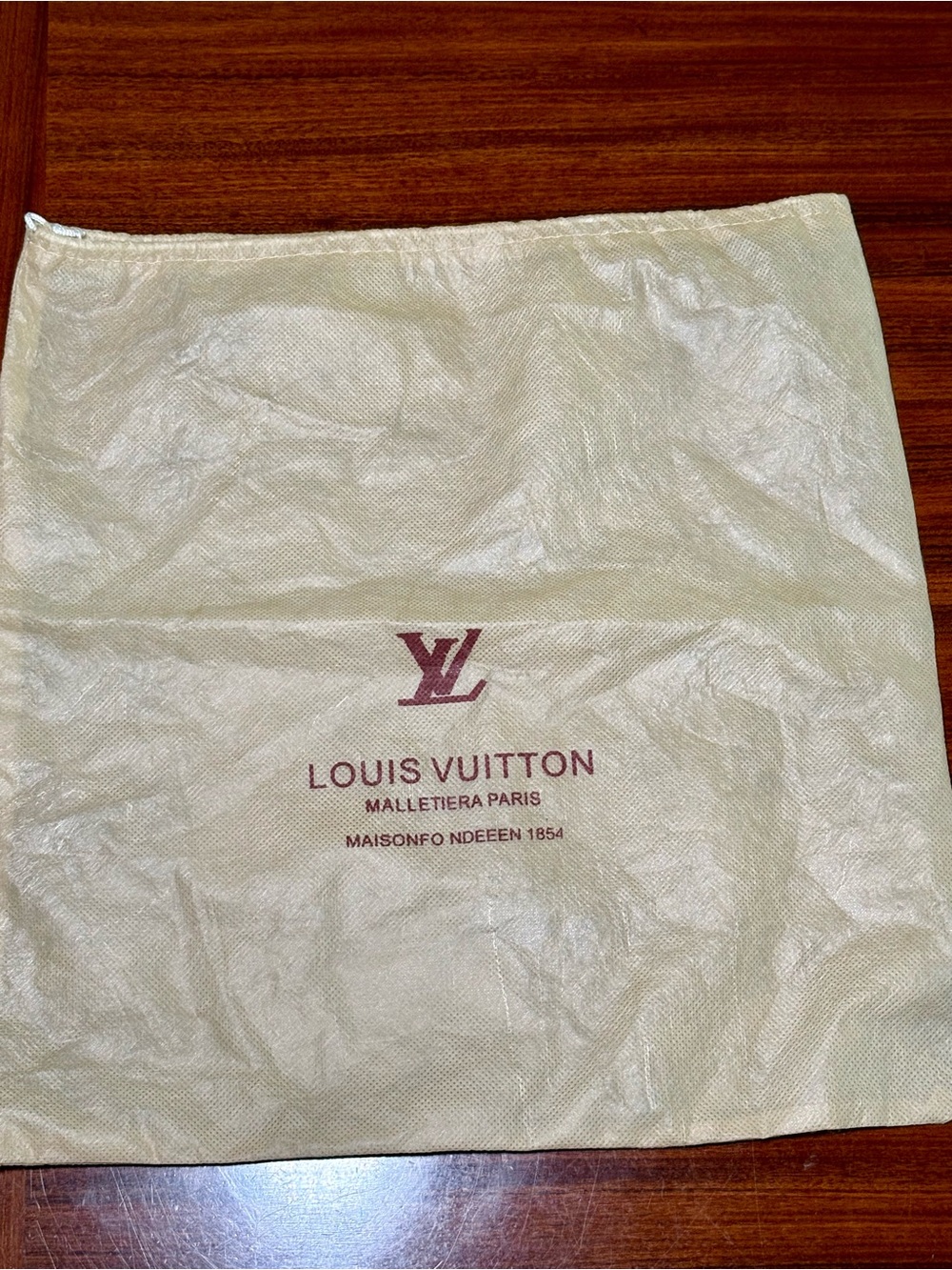 Authentic Louis Vuitton Beige Dust Bag with Brown Logo